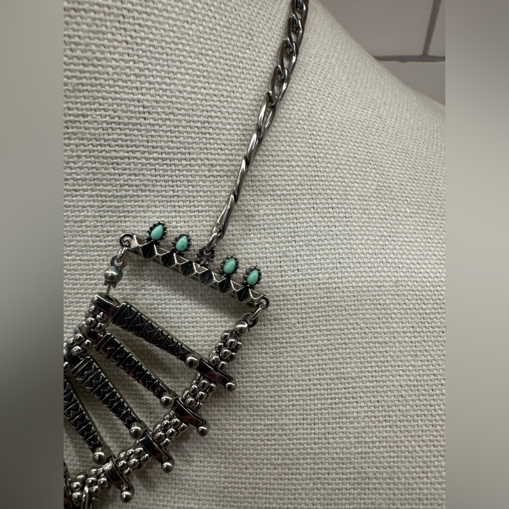 American Eagle Statement Silver-Tone Bib Necklace… - image 3